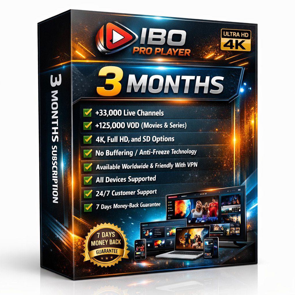 3 Month Plan – IPTV Subscription for IBO Player
